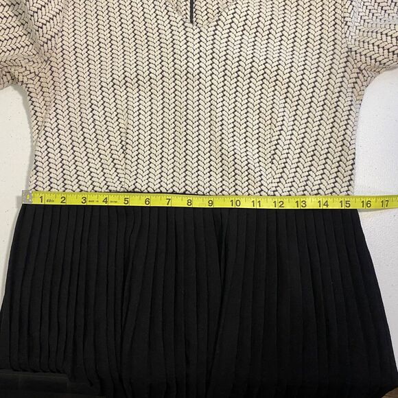 Ganni Anthropologie Jacquard Jersey Knife Pleated Dress Black White Size Medium - Picture 12 of 14